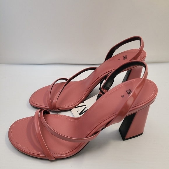 ZARA STRAPPY BLOCK HEEL SANDALS Pink SIZE 8 | 1332/110 - Picture 6 of 11